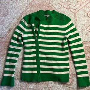 Vintage GAP Green and White Striped Zip Cardigan